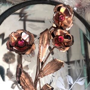Vintage-Inspired Pink and Brown Floral Brooch